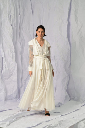 Mesh Silky Dress (white)