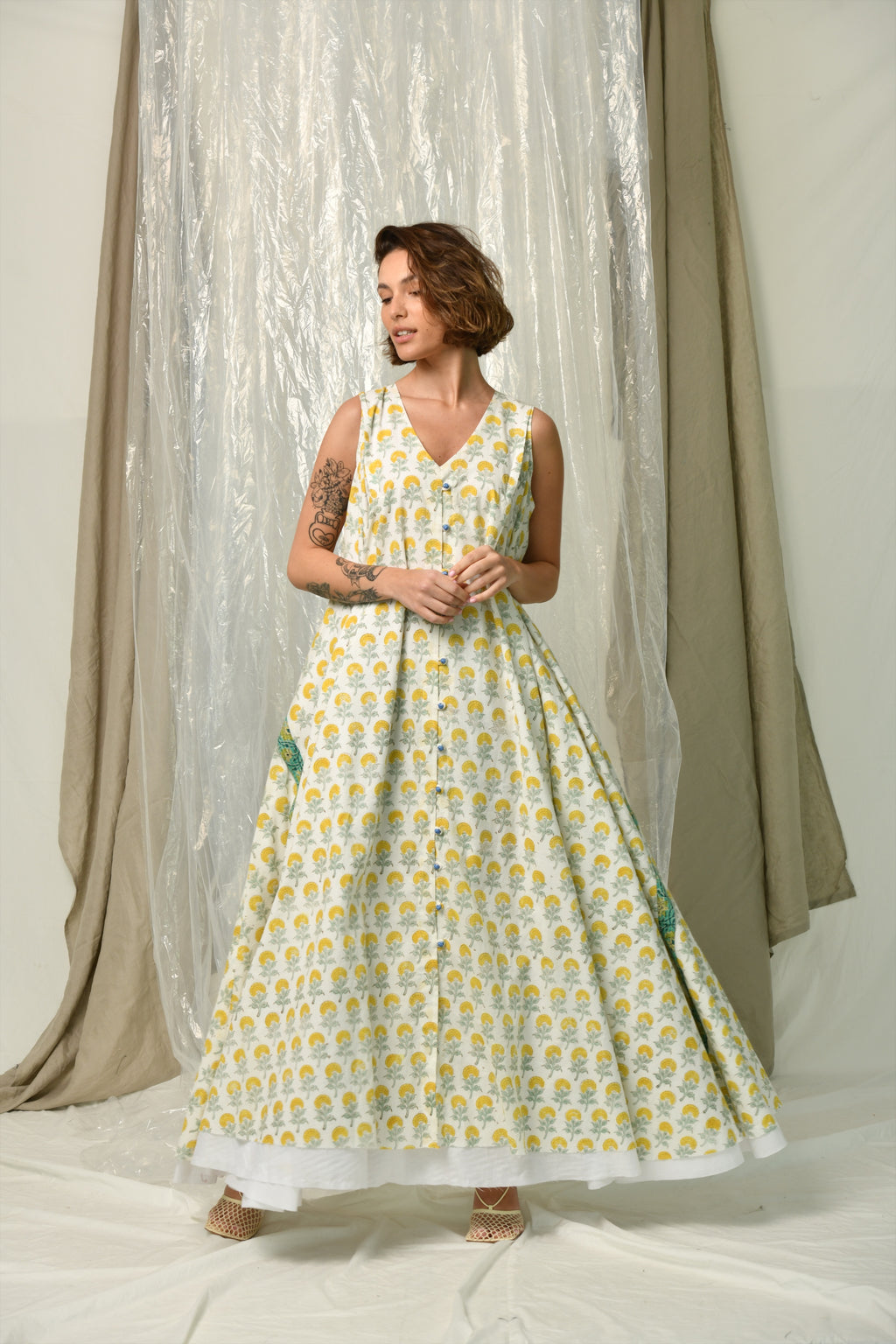 Yellow cotton sleeveless