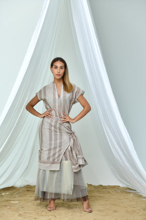Mesh striped brown