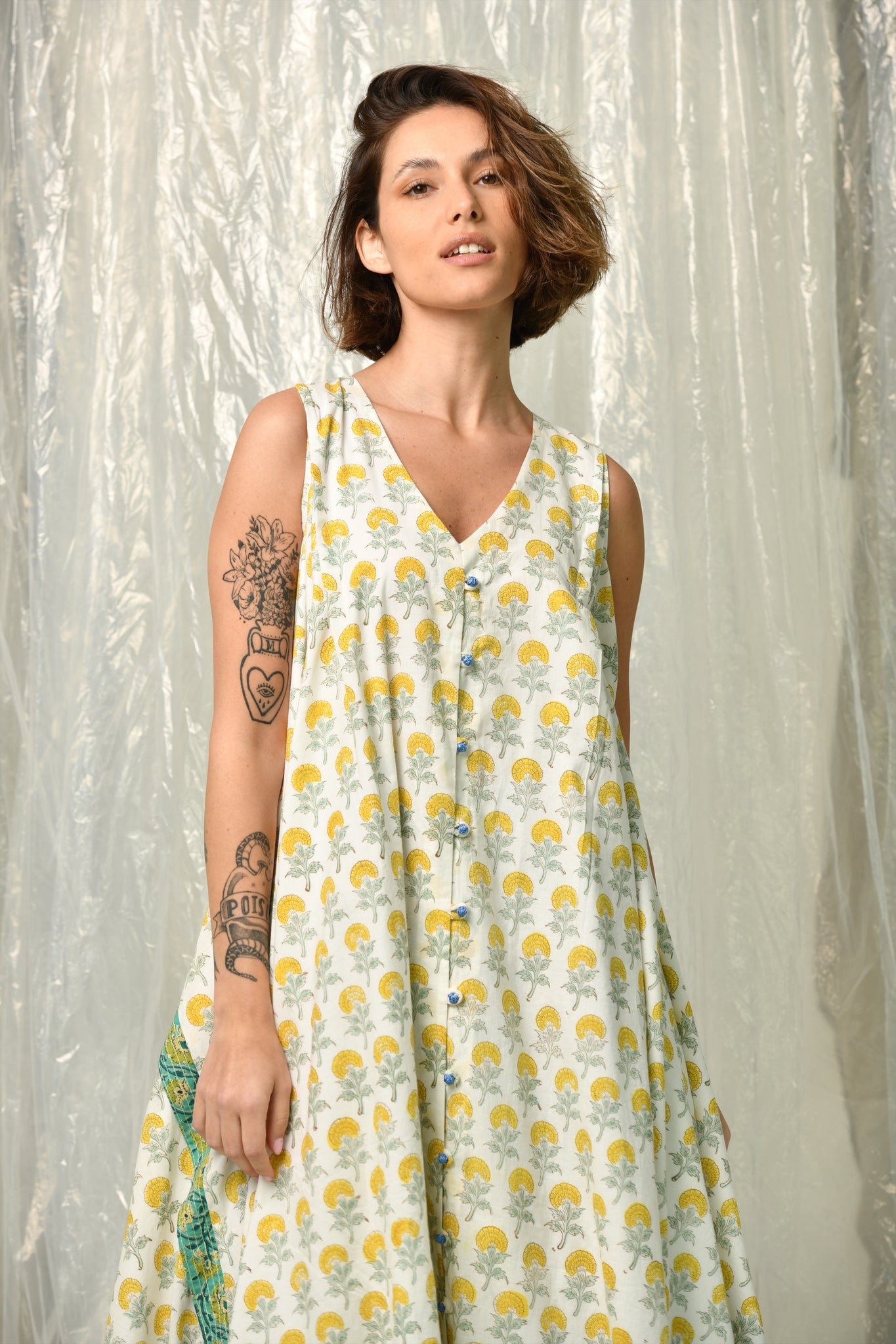 Yellow cotton sleeveless