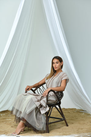 Mesh striped brown